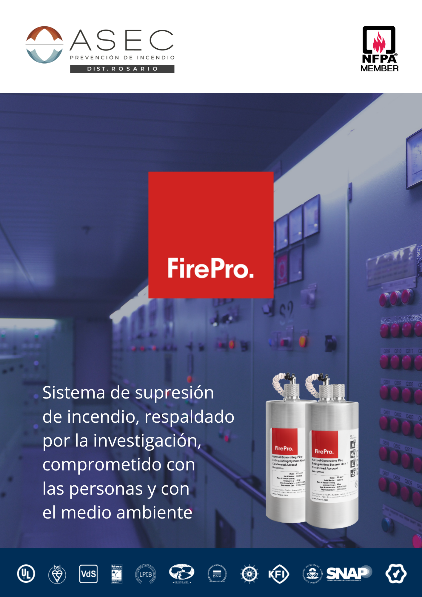 firePRO Extinción Automática de Incendio por Aerosol | FIREPRO - Aplicaciones Ind. Naval